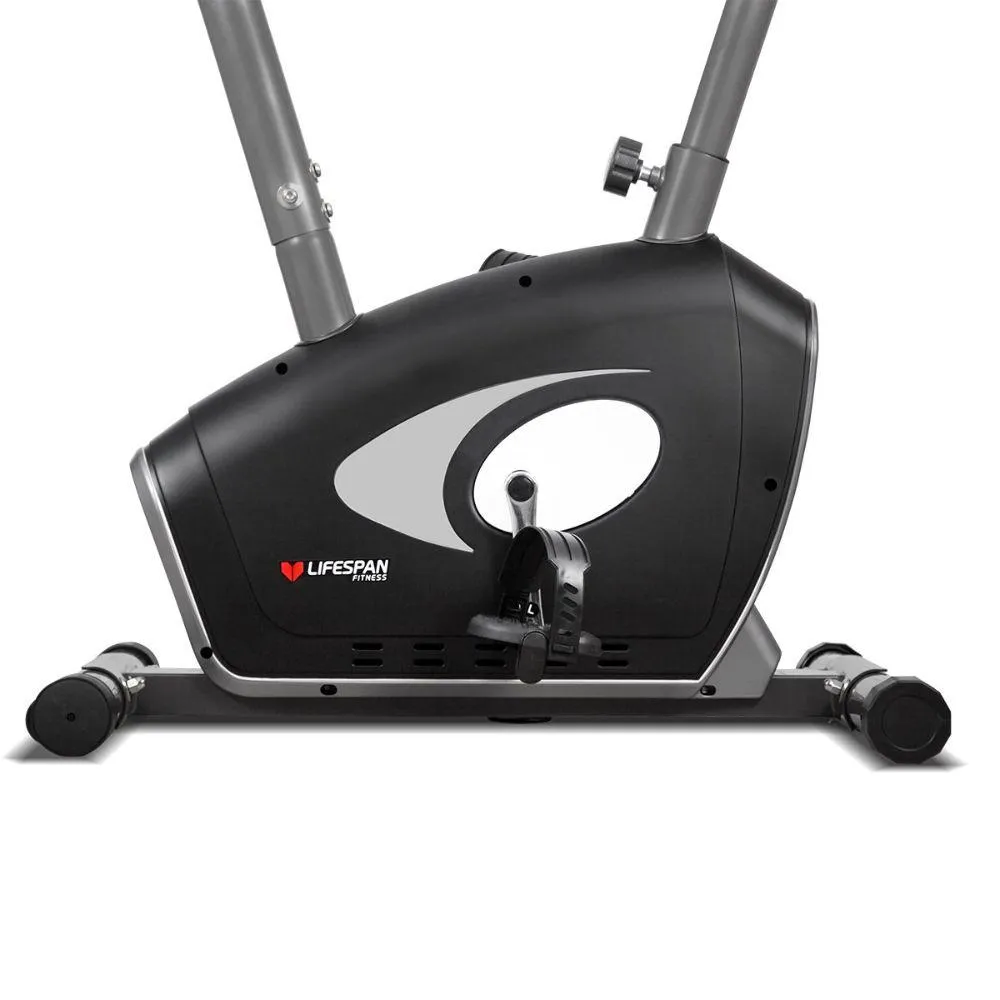 Premium Lifespan Fitness EXER-58 Adjustable Exercise Bike for Home Workouts - Silent Magnetic Resistance, LCD Monitor, and Compact Design