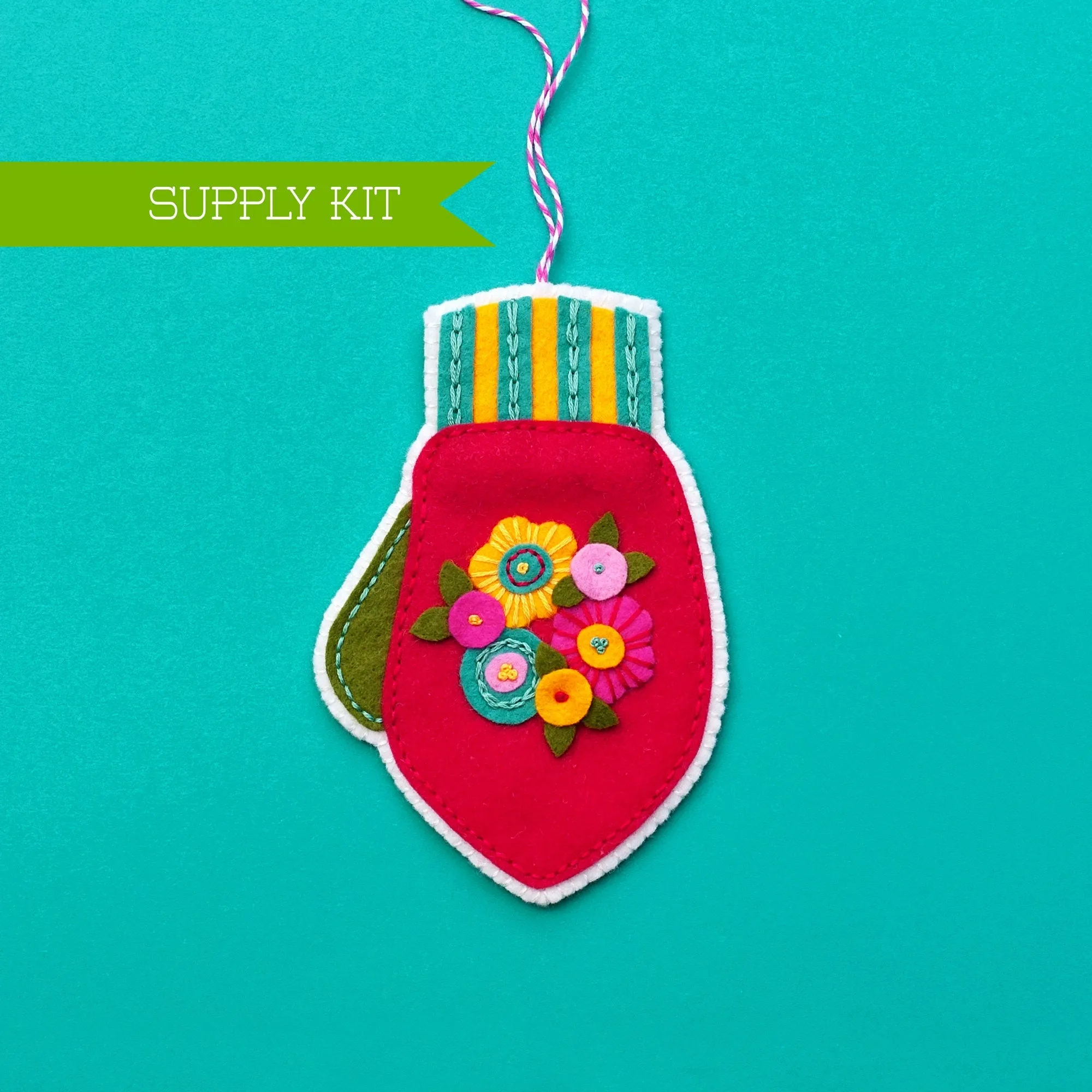 Mitten Wool Felt Ornament Supply Kit