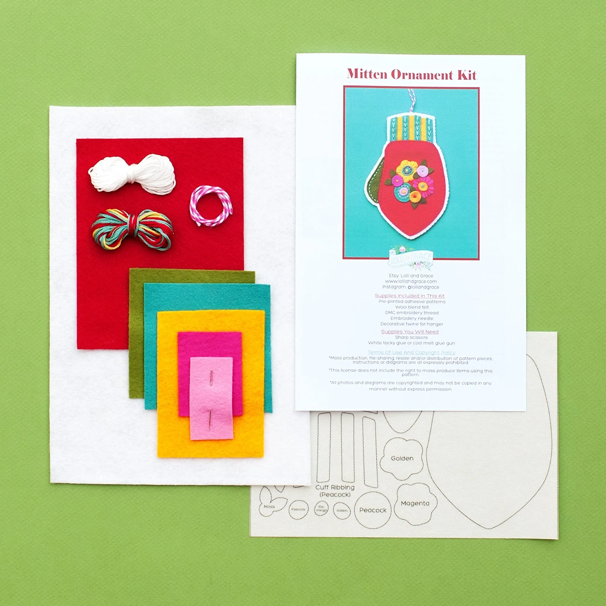 Mitten Wool Felt Ornament Supply Kit