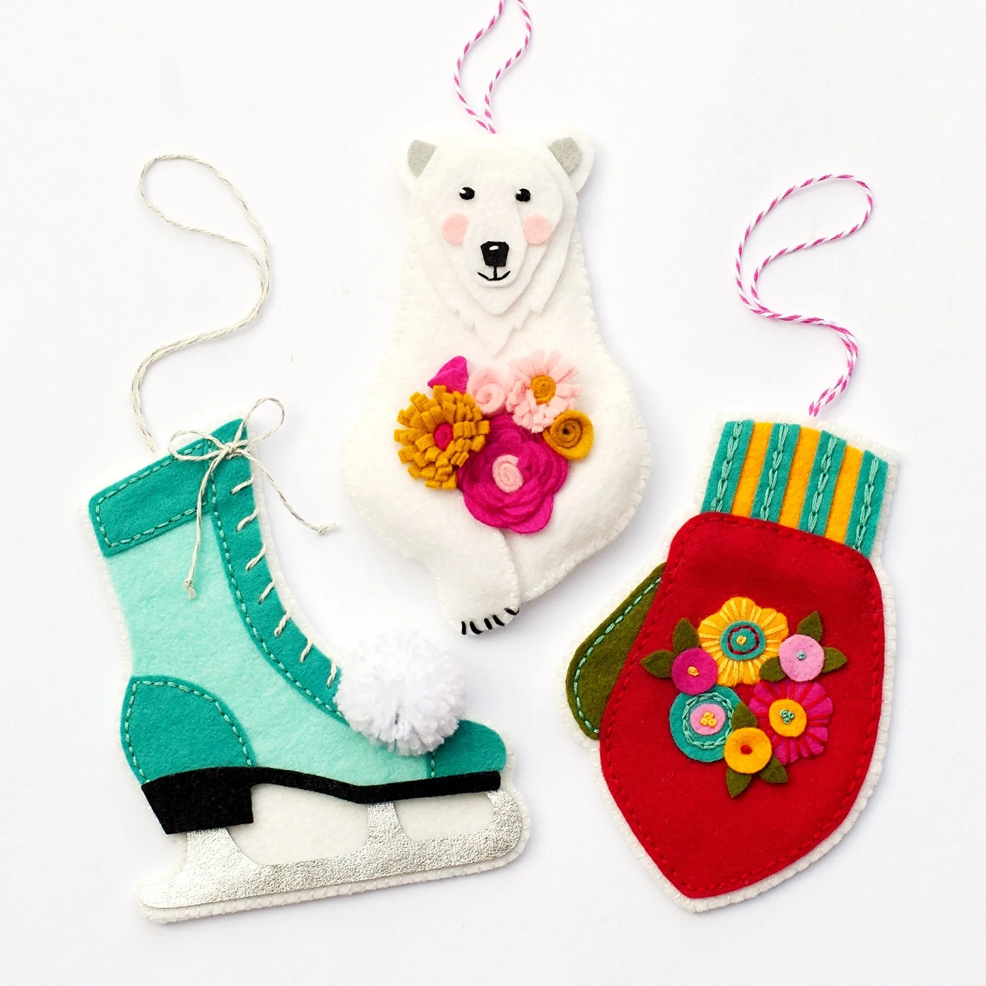 Mitten Wool Felt Ornament Supply Kit