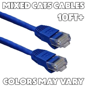 Mixed Ethernet Patch Cables (10-Foot & Longer / CAT5 or Better) Mixed Colors