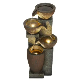 Modern Tiered Water Fountain W/3 Ww Leds
