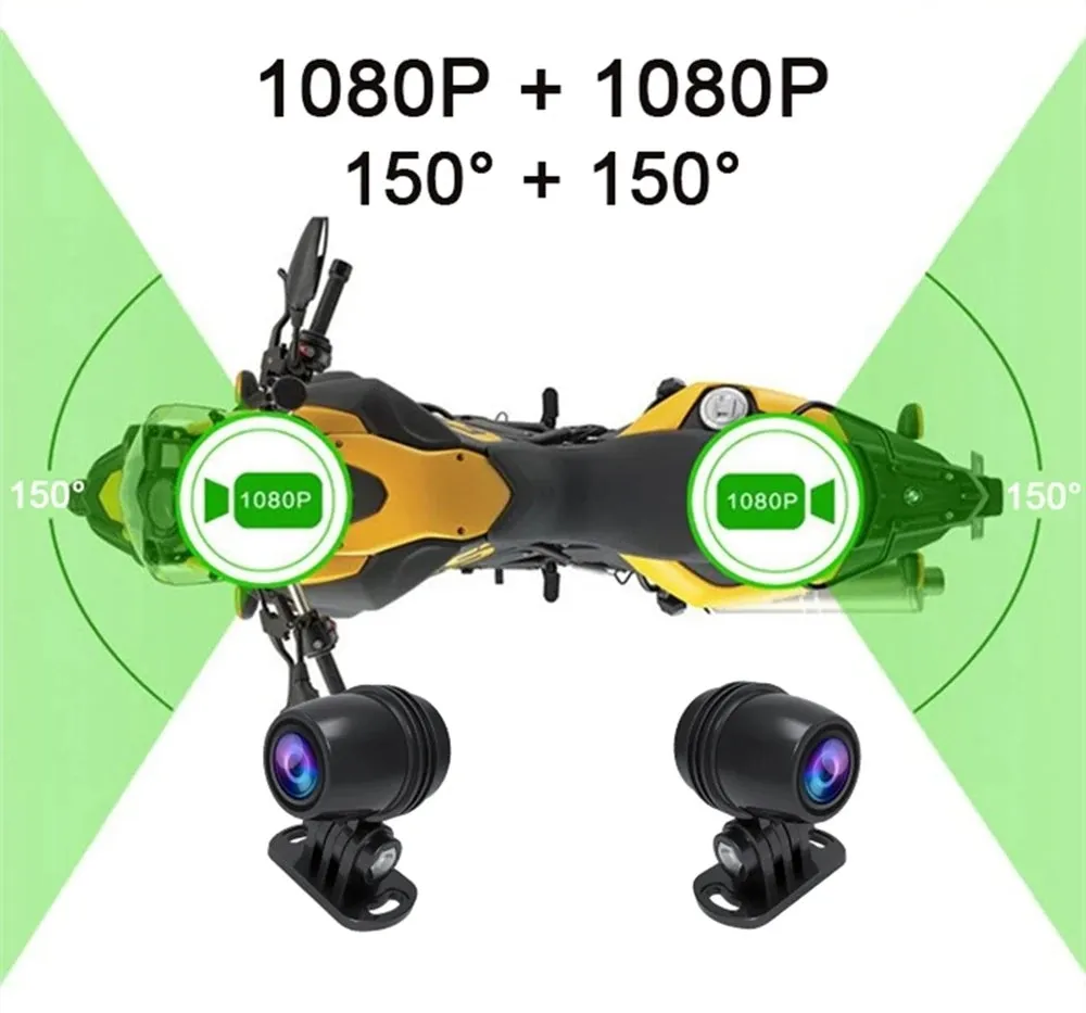 Motorcycle Dash Cam 150 Wide Angle, HD 1080P Front and Rear