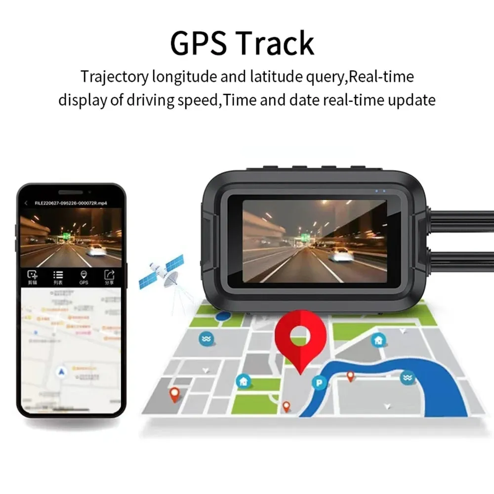 Motorcycle Dash Cam 150 Wide Angle, HD 1080P Front and Rear