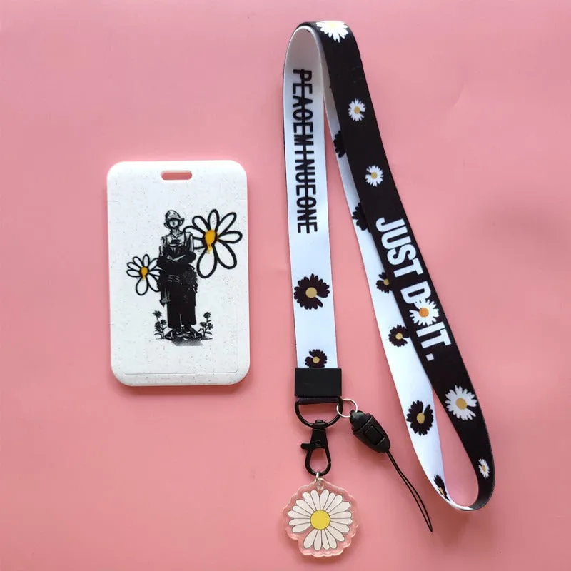 Multipurpose Student ID Card Holder Neck Strap Lanyard - Daisy Series