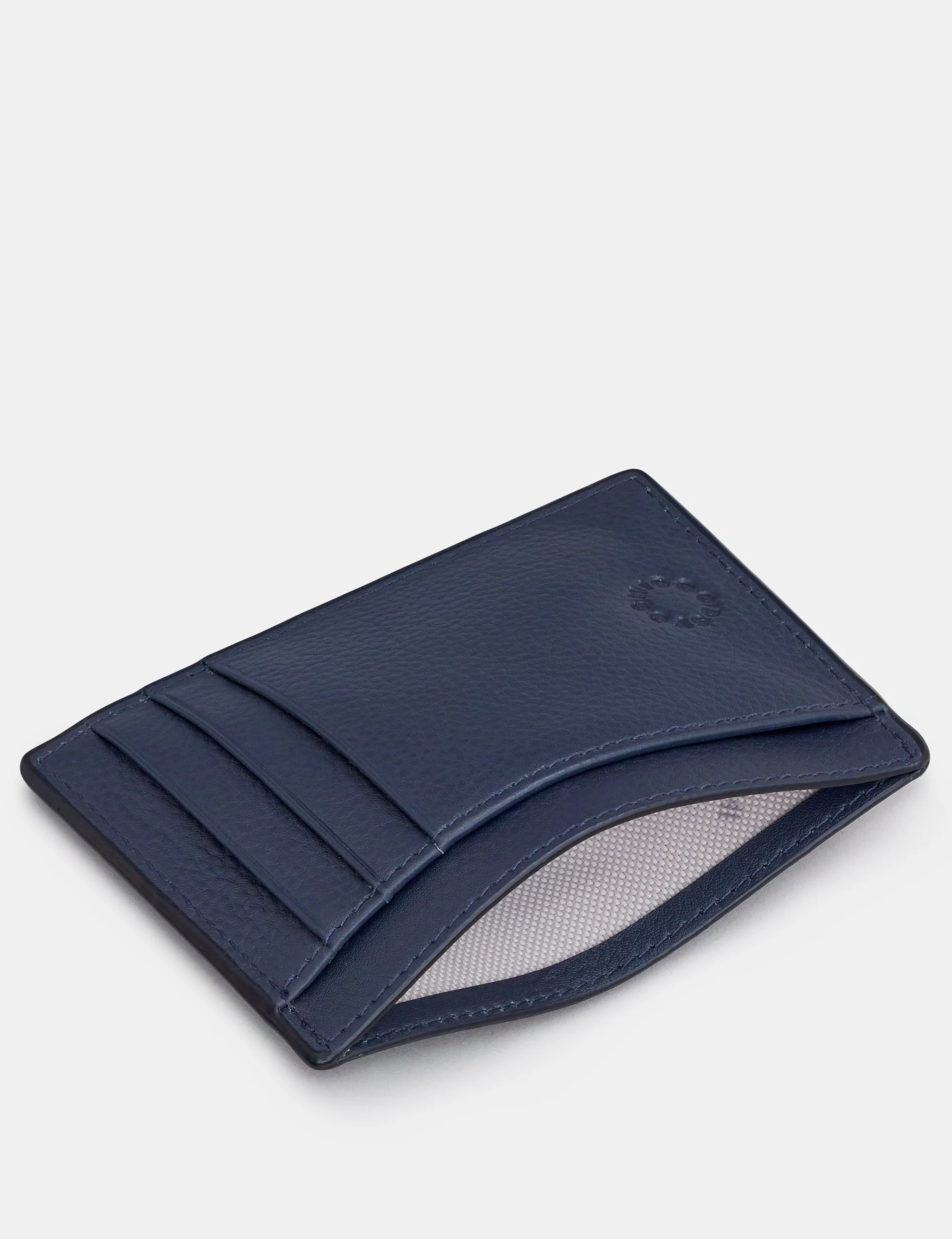 Navy Leather Card Holder With ID Window