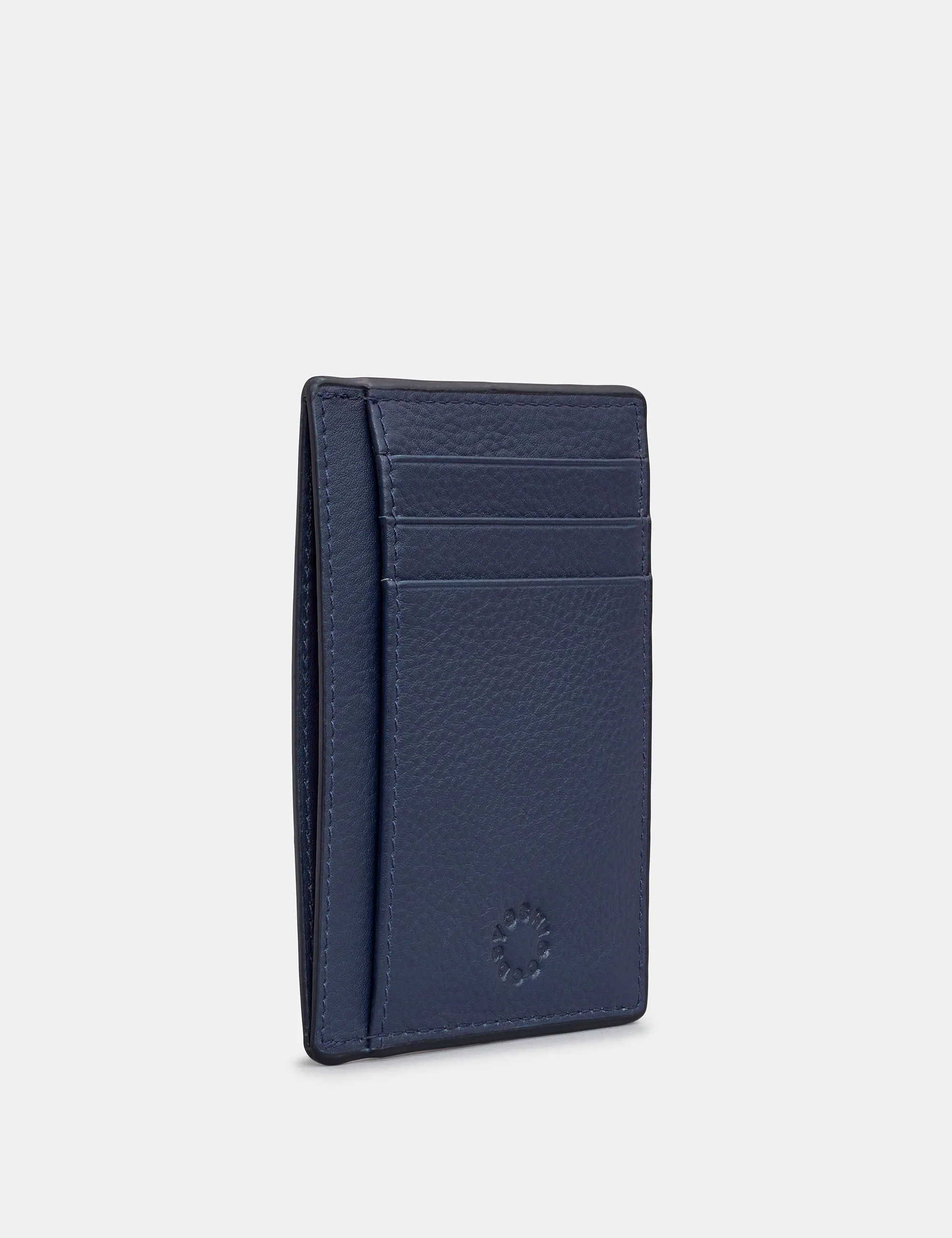 Navy Leather Card Holder With ID Window