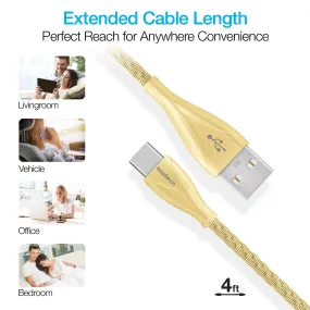 Naztech Elite Series USB-C to USB-A Metal Cable 4ft Gold