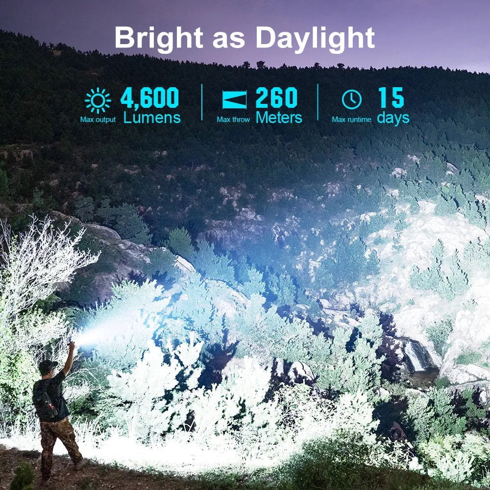 Olight Seeker 4 Pro 4600 Lumen High Power USB-C Rechargeable LED Flashlight - Silver Plated Bronze