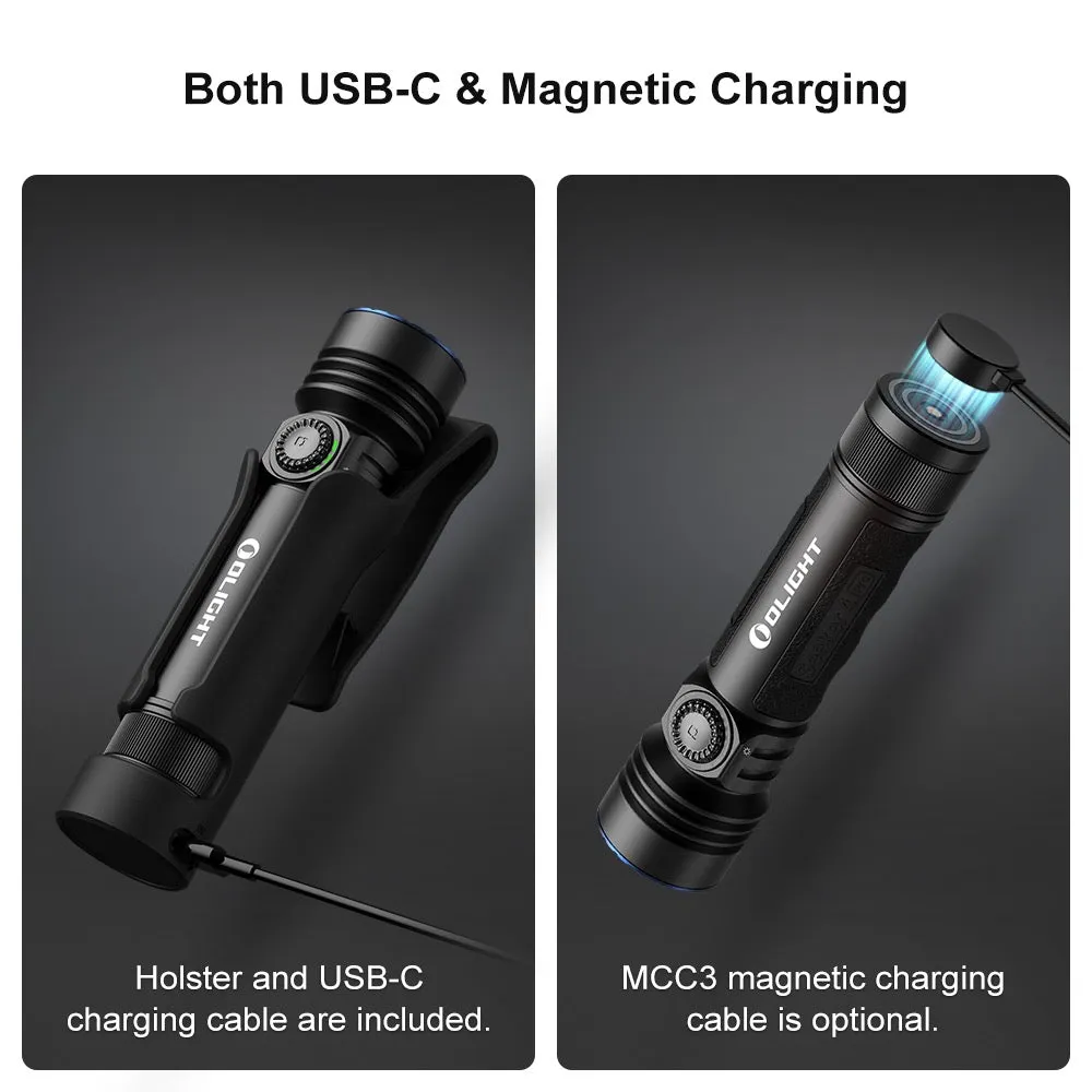 Olight Seeker 4 Pro 4600 Lumen High Power USB-C Rechargeable LED Flashlight - Silver Plated Bronze
