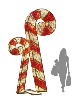 Pair of Illuminated Standing Candy Canes