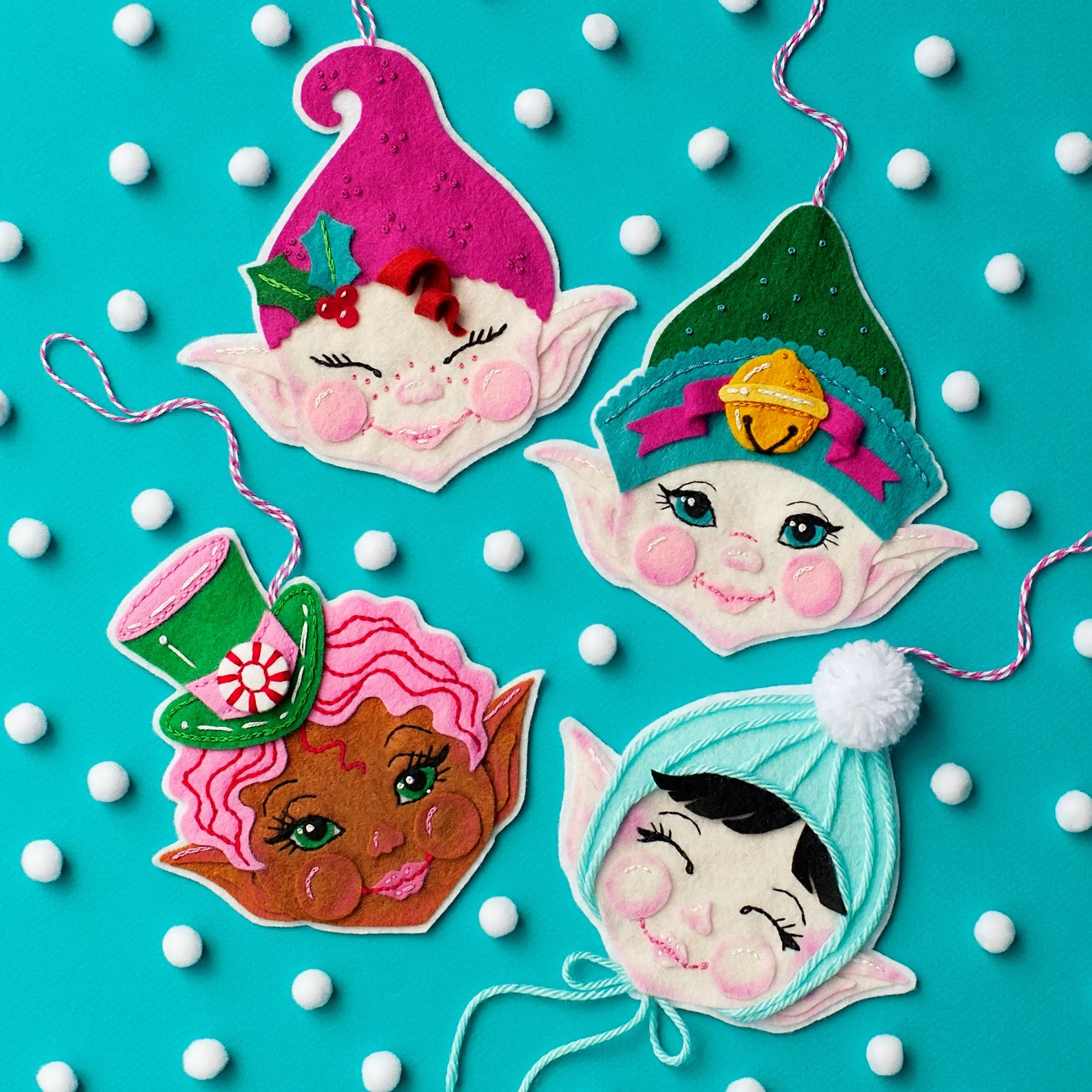 Peppermint Candy Elf Wool Felt Ornament Supply Kit