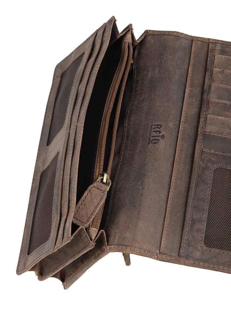 Polo Hamada Large Concertina Purse | Brown