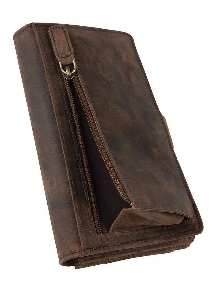 Polo Hamada Large Concertina Purse | Brown