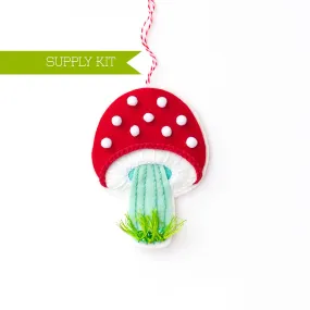 Red Cutie Mushroom Wool Felt Ornament Supply Kit