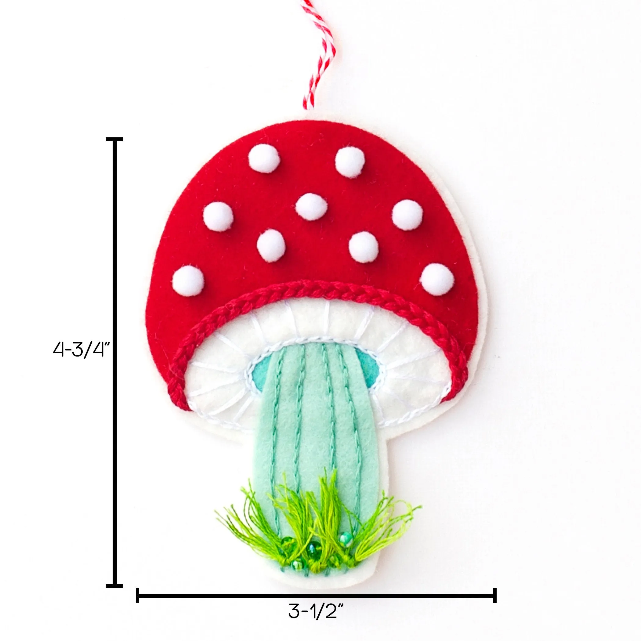 Red Cutie Mushroom Wool Felt Ornament Supply Kit