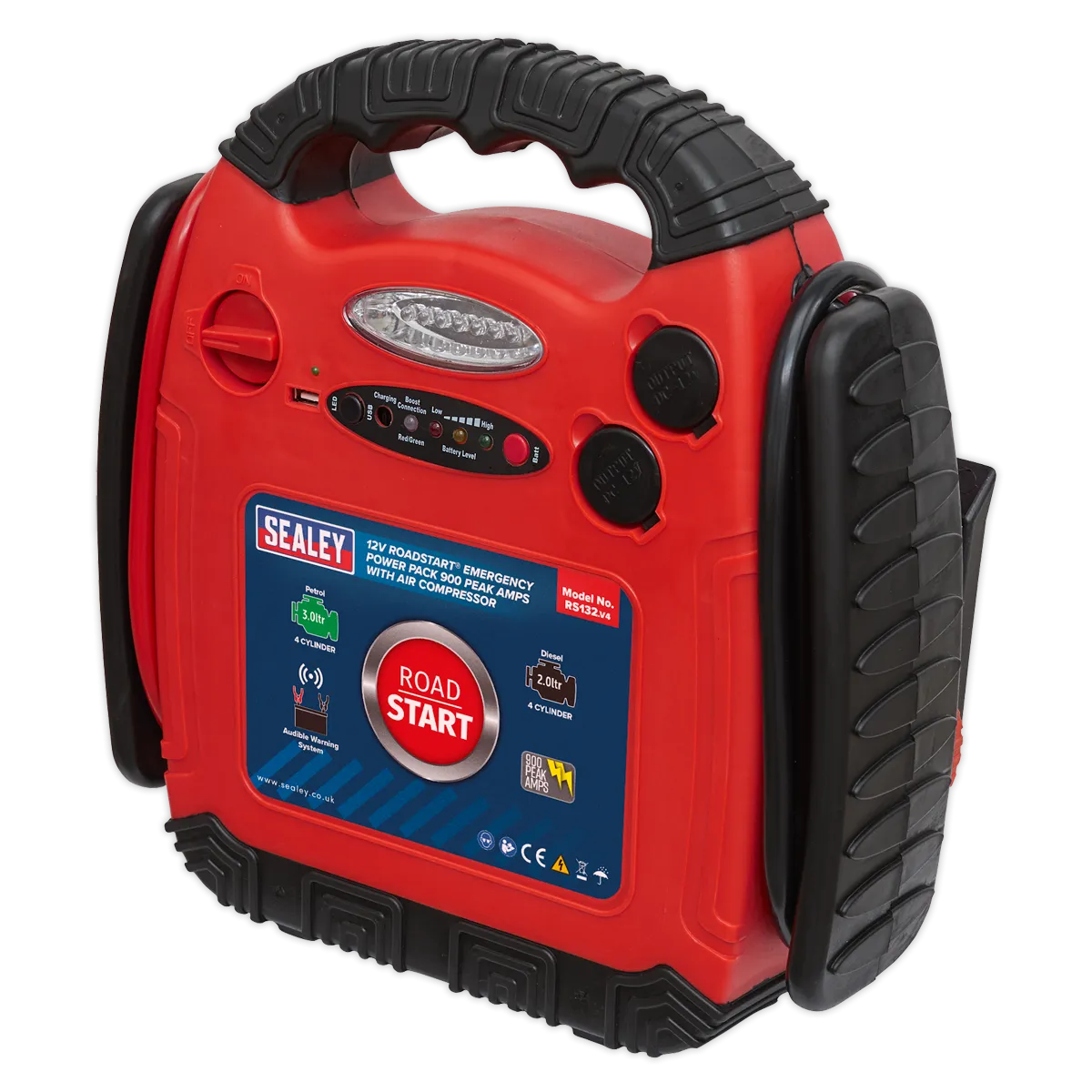 RoadStart¨ Emergency Jump Starter with Air Compressor 12V 900 Peak Amps