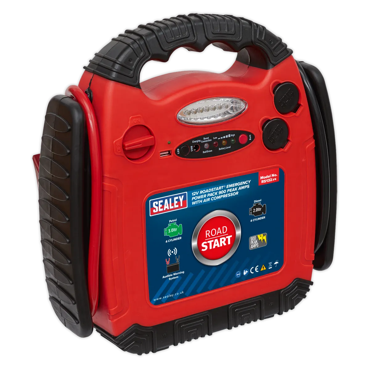 RoadStart¨ Emergency Jump Starter with Air Compressor 12V 900 Peak Amps