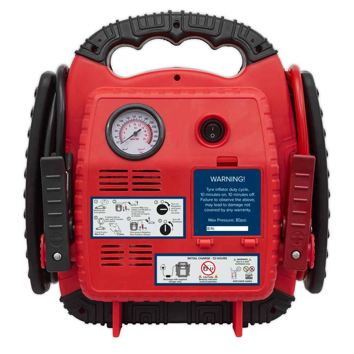 RoadStart¨ Emergency Jump Starter with Air Compressor 12V 900 Peak Amps