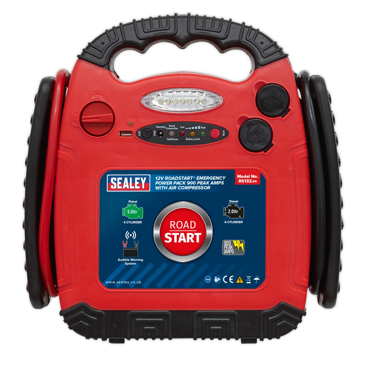 RoadStart¨ Emergency Jump Starter with Air Compressor 12V 900 Peak Amps