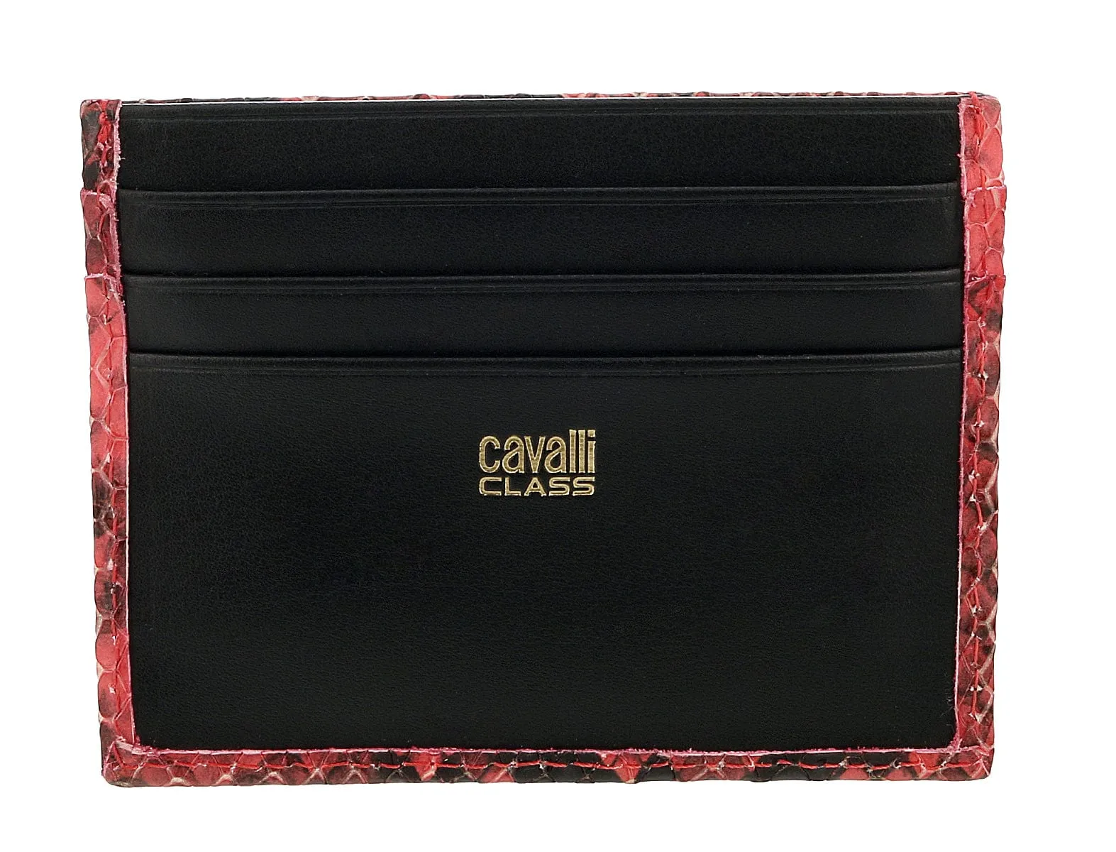 Roberto Cavalli Class Coral Millie Deluxe Snake Textured Credit Card Holder