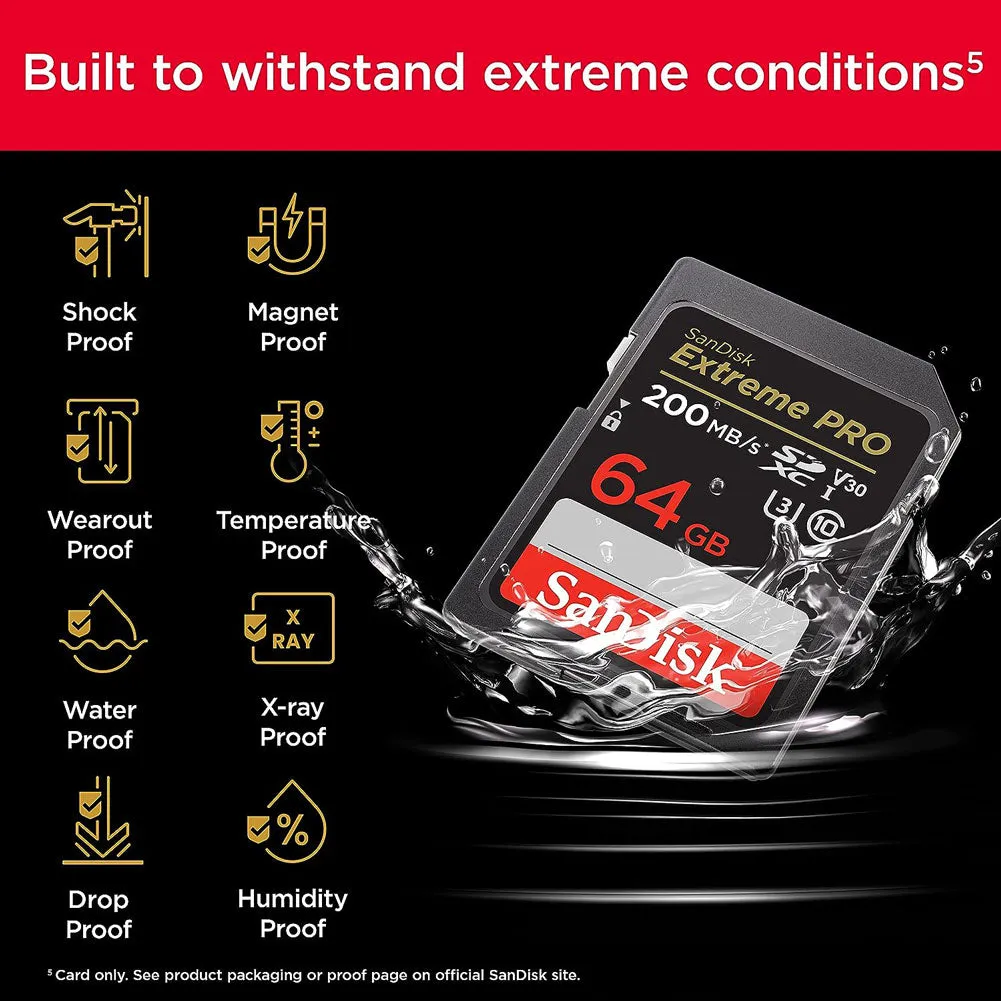 Sandisk Extreme Pro SDXC UHS-1 SD 64GB Card 200 MB/s