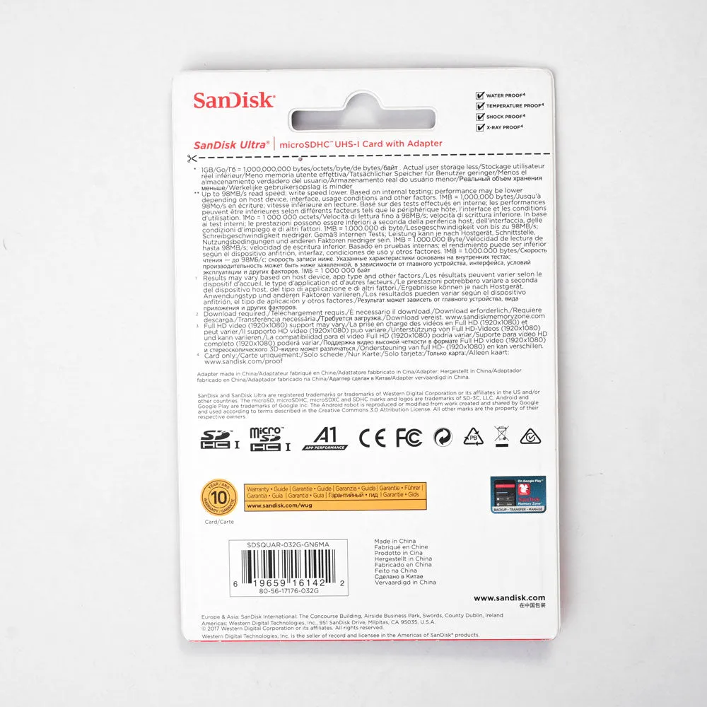Sandisk UHS-1 Memory Card With Adapter- 32 GB
