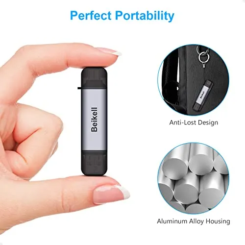 SD Card Reader, Beikell Dual Connector USB C USB 3.0 Memory Card Reader Adapter - Supports SD/Micro SD/MMC/SDXC/SDHC/Micro SDHC Compatible with MacBook Pro, MacBook Air, Galaxy S21, S22