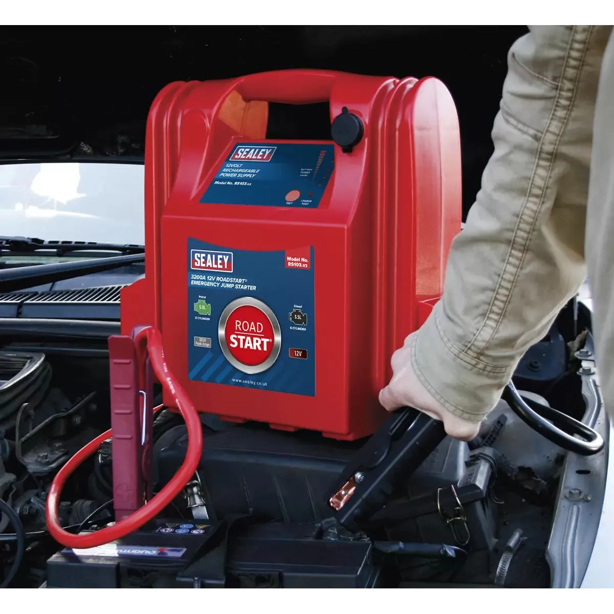 Sealey RS103 12V RoadStart Emergency Power Pack 3200 Peak Amps