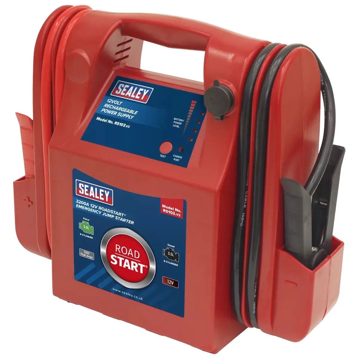 Sealey RS103 12V RoadStart Emergency Power Pack 3200 Peak Amps