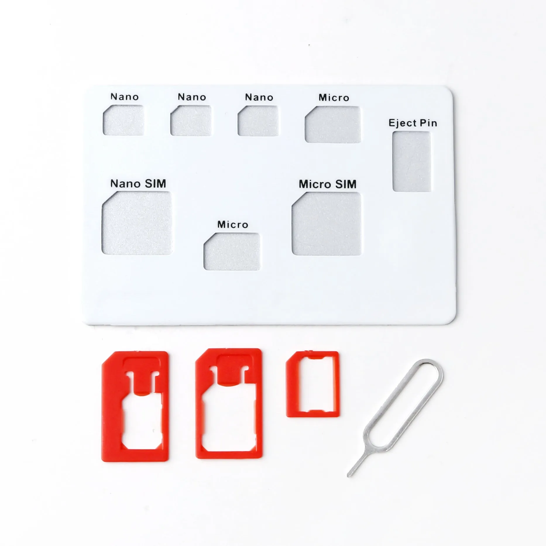 Sim Card Kit Holder - 3 in 1 Sim Adapter, Micro SIM and 3 Nano SIM Slots [Card Size]