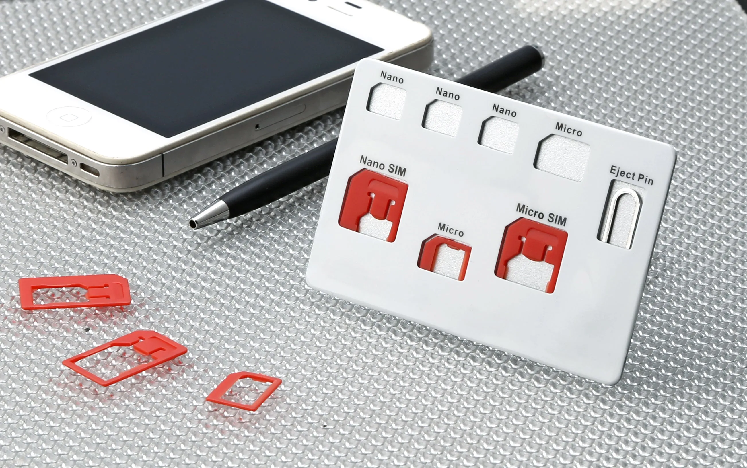 Sim Card Kit Holder - 3 in 1 Sim Adapter, Micro SIM and 3 Nano SIM Slots [Card Size]