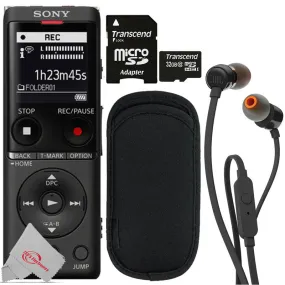 Sony UX570 Digital Voice Recorder Black   JBL T110 in Ear Headphones and Cleaning Kit