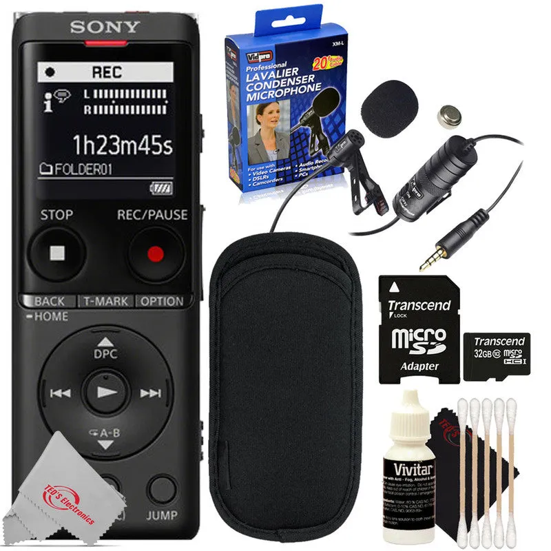 Sony UX570 Digital Voice Recorder Black   Professional Lavalier Condenser Microphone Kit