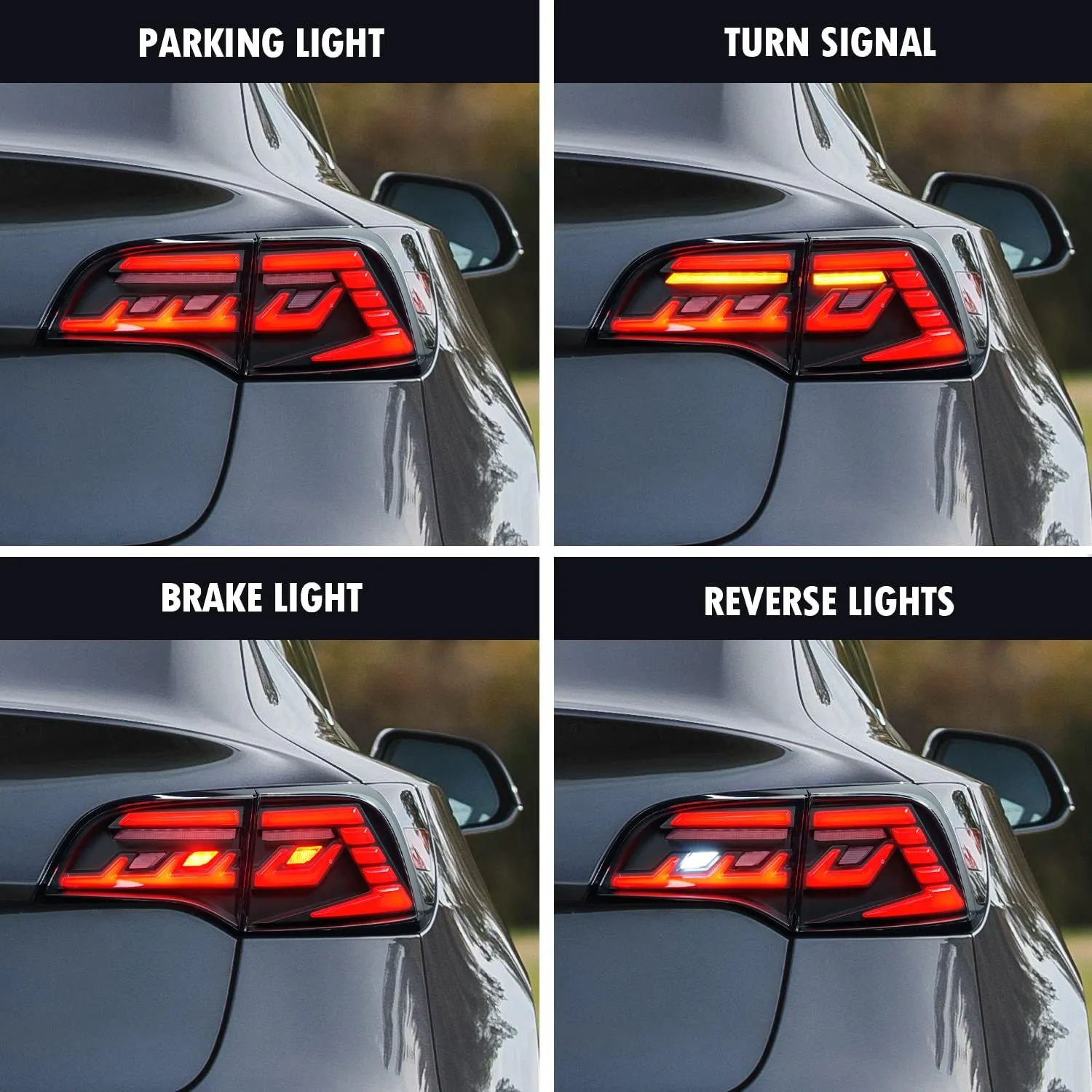 Sport Style LED Tail Lights For Tesla Model 3 & Model Y With Start Up Animation Sequential Indicator US Version Rear Lamps