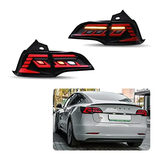 Sport Style LED Tail Lights For Tesla Model 3 & Model Y With Start Up Animation Sequential Indicator US Version Rear Lamps