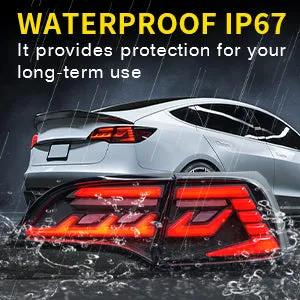 Sport Style LED Tail Lights For Tesla Model 3 & Model Y With Start Up Animation Sequential Indicator US Version Rear Lamps