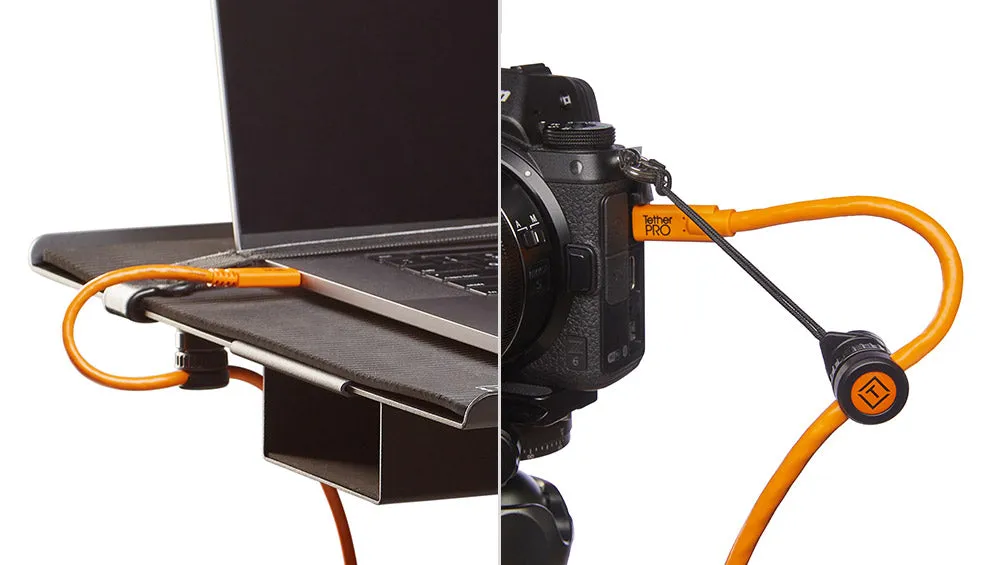 Starter Tethering Kit - TetherPro USB-C to USB-C, Straight to Right, 15 ft, ProTab Cable Ties, TetherGuard, High-Visibility Orange
