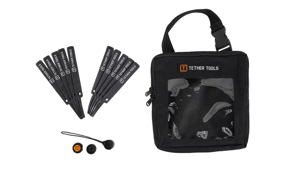 Starter Tethering Kit - TetherPro USB-C to USB-C, Straight to Right, 15 ft, ProTab Cable Ties, TetherGuard, High-Visibility Orange