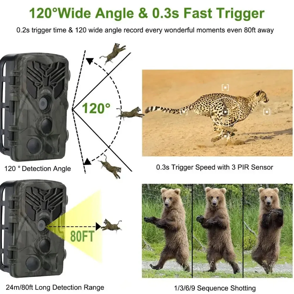 Suntekcam HC-810A Hunting Trail Camera Surveillance Wildlife Infrared Night Vision 24MP 1080P Wild Photo Traps