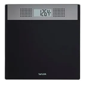 Taylor Precision Products Digital Bathroom Talking Scale, Black Glass