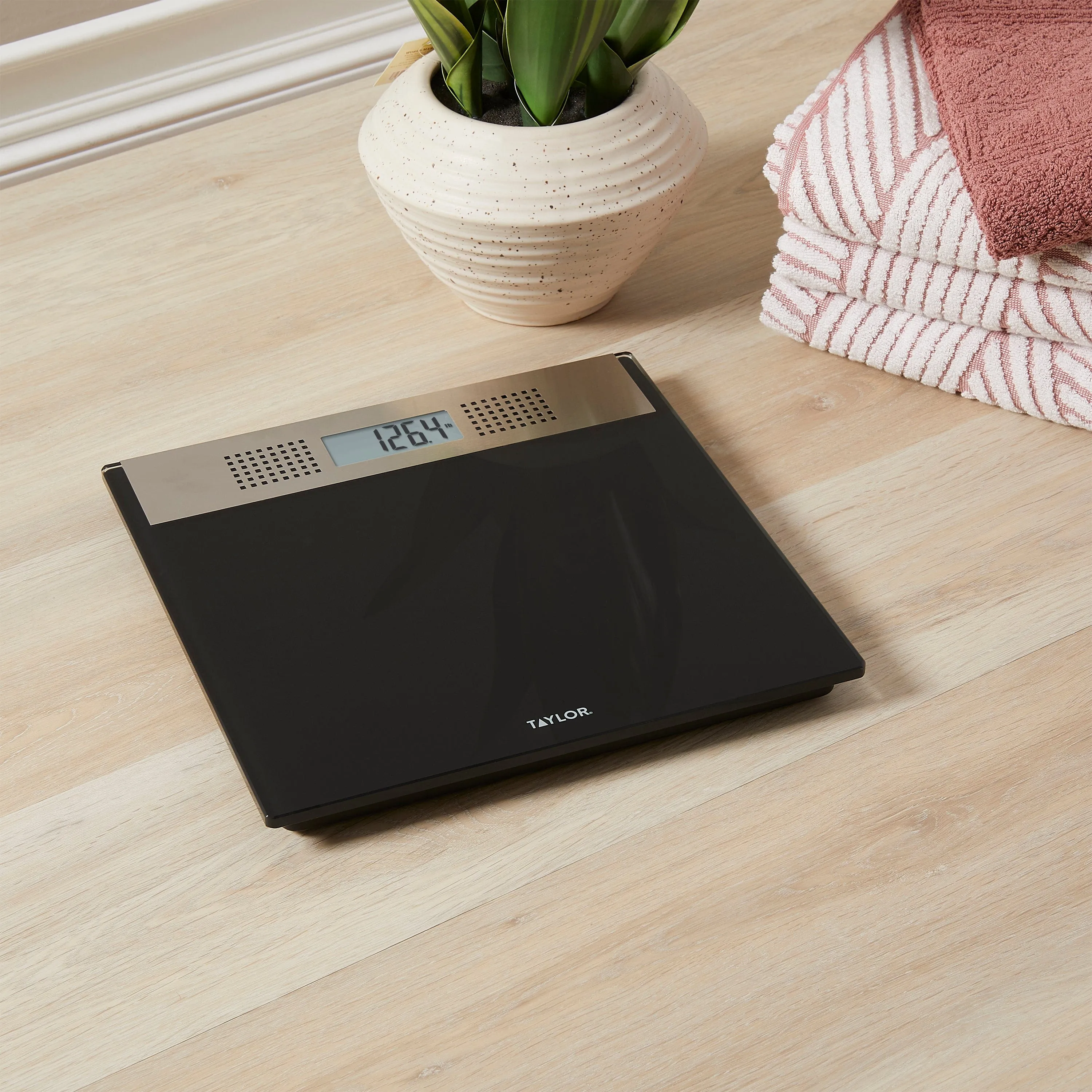 Taylor Precision Products Digital Bathroom Talking Scale, Black Glass