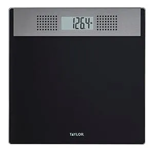 Taylor Precision Products Digital Bathroom Talking Scale, Black Glass