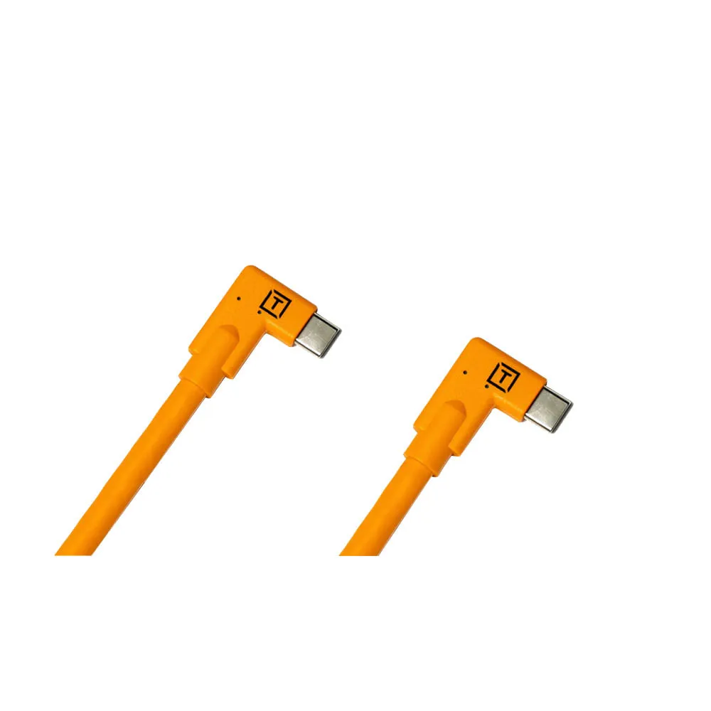 TetherPro 4.6m (15') Dual USB-C Right Angle Cable (High-Visibility Orange)