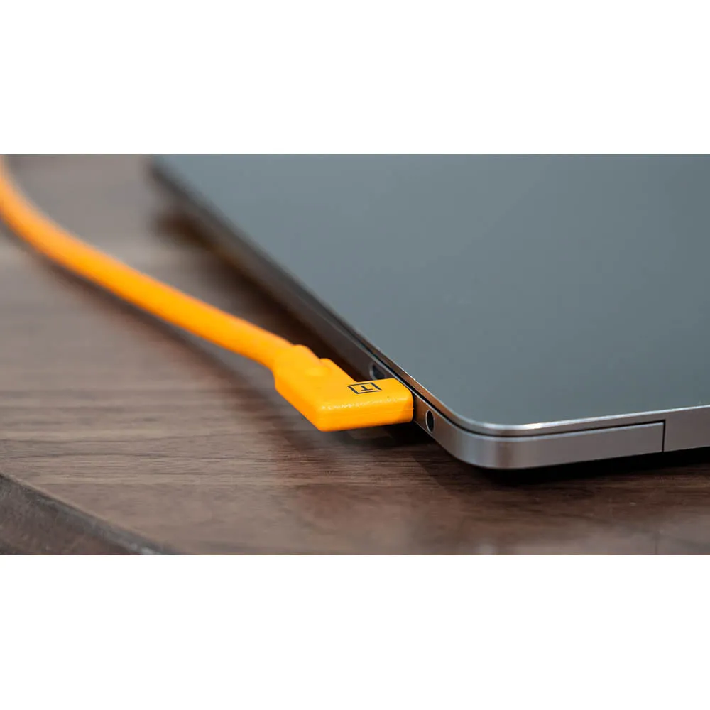 TetherPro 4.6m (15') Dual USB-C Right Angle Cable (High-Visibility Orange)