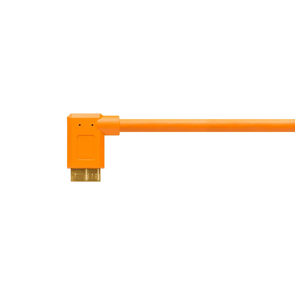 TetherPro 4.6m (15') USB 3.0 to 3.0 Micro-B Right Angle Cable (High-Visibility Orange)