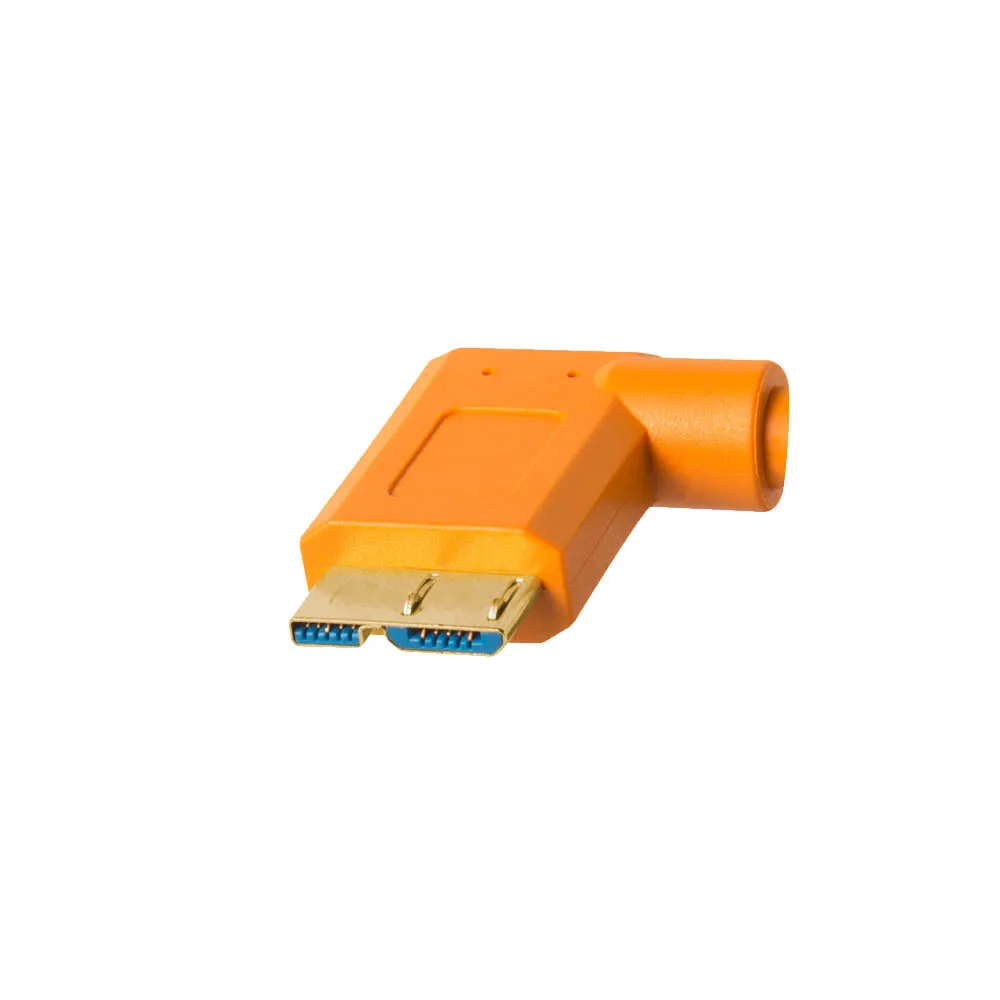 TetherPro 4.6m (15') USB 3.0 to 3.0 Micro-B Right Angle Cable (High-Visibility Orange)
