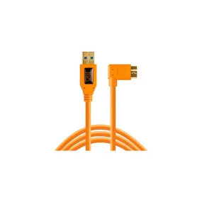 TetherPro 4.6m (15') USB 3.0 to 3.0 Micro-B Right Angle Cable (High-Visibility Orange)