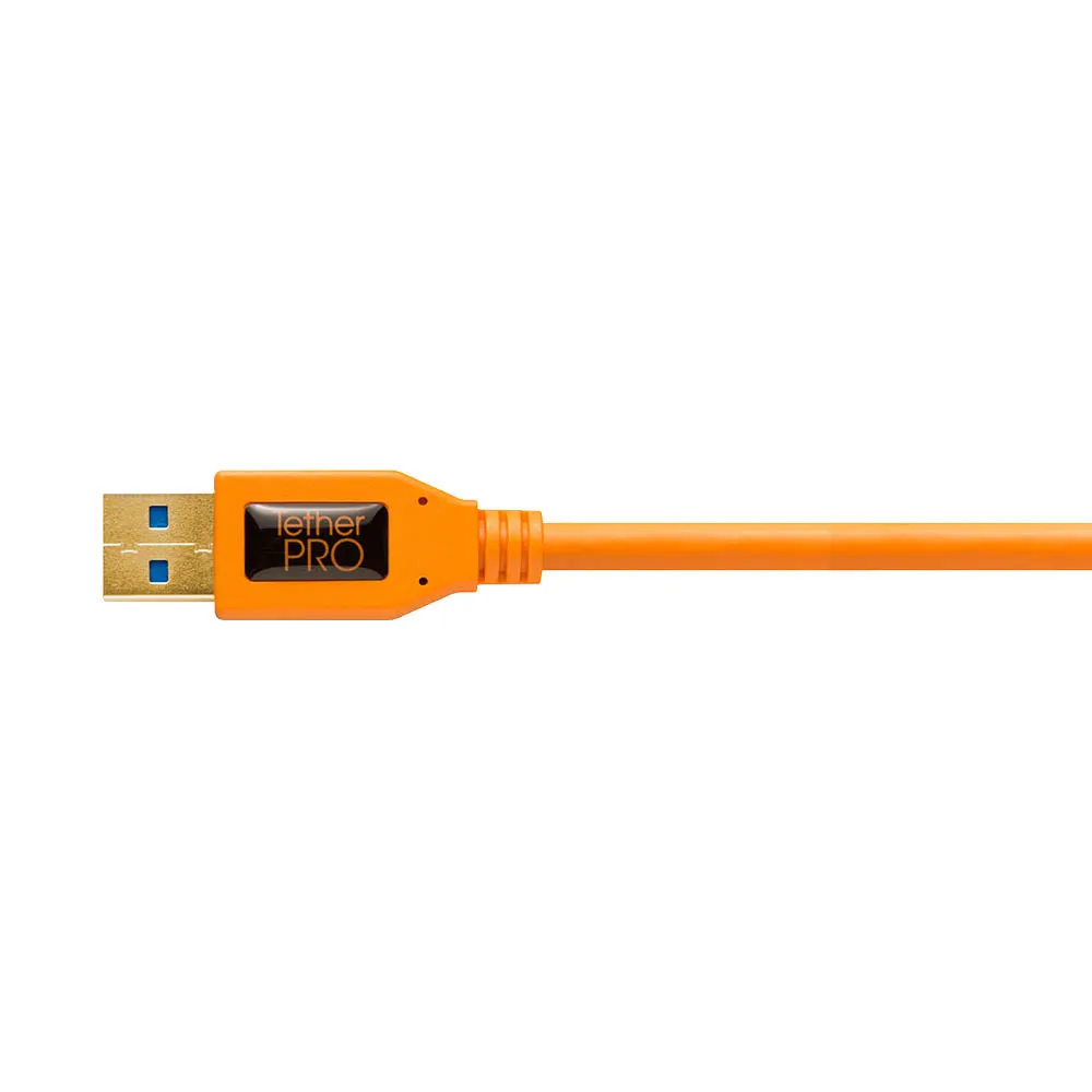 TetherPro 4.6m (15') USB 3.0 to 3.0 Micro-B Right Angle Cable (High-Visibility Orange)