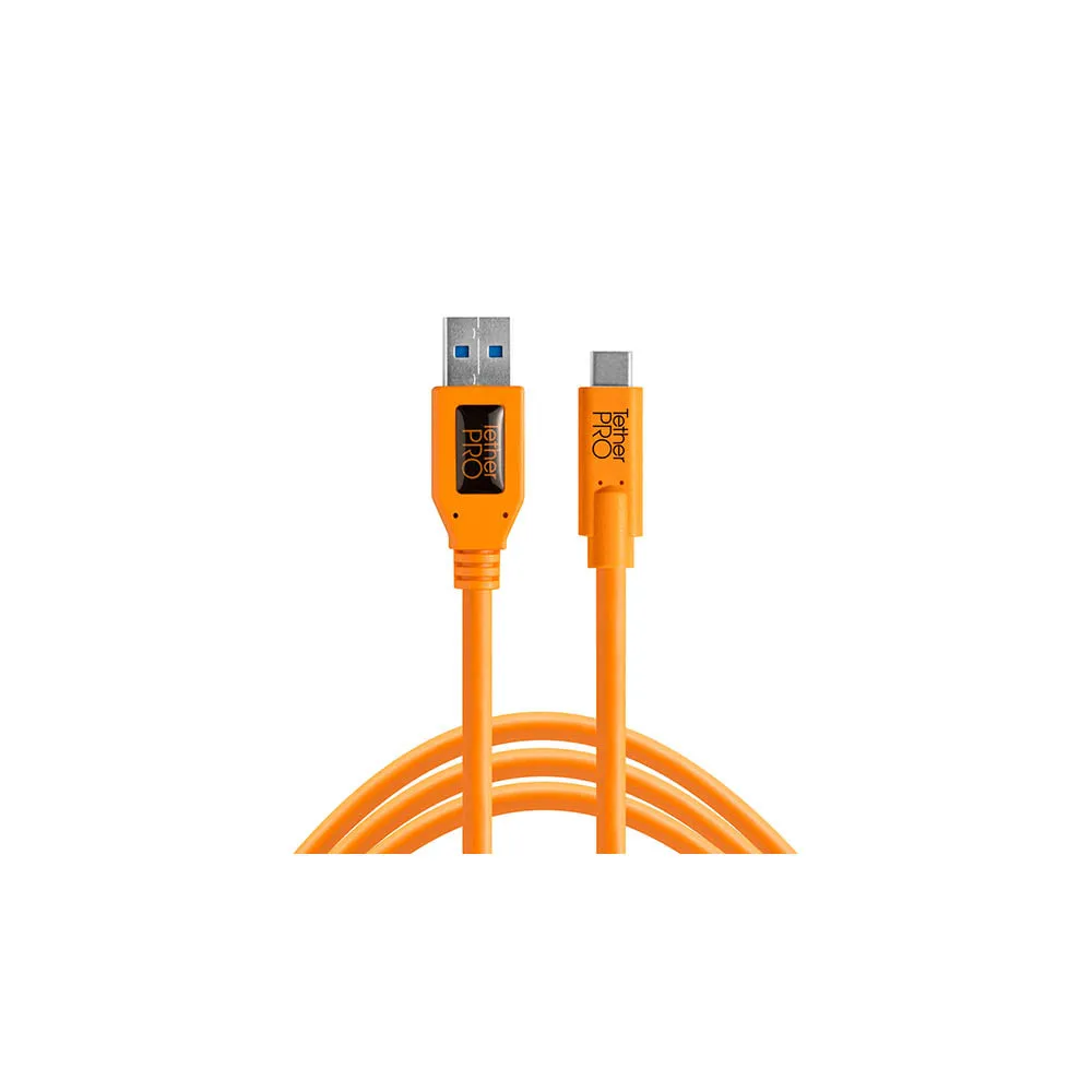 TetherPro 4.6m (15') USB-A to USB-C Tether Cable (High-Visibility Orange)